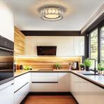 Crystal Dimmable Flush Mount Ceiling Light, Black Modern LED Close to Ceiling Light Fixture with 5CCT 2700K-6000K, Round Kitchen Lighting for Bedroom, Laundry Room, Hallway, Bathroom (11in 24W)