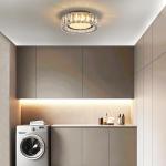 Crystal Dimmable Flush Mount Ceiling Light, Black Modern LED Close to Ceiling Light Fixture with 5CCT 2700K-6000K, Round Kitchen Lighting for Bedroom, Laundry Room, Hallway, Bathroom (11in 24W)