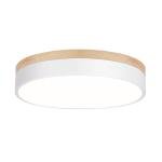 WOKNOS Modern Dimmable LED Close to Ceiling Light Minimalist Wood Oak Flush Mount Ceiling Light Fixture with Lampshade for Bedroom Living Room Bathroom Laundry Room (White-Dimmable, 11.8''/30cm)