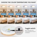 WOKNOS Modern Dimmable LED Close to Ceiling Light Minimalist Wood Oak Flush Mount Ceiling Light Fixture with Lampshade for Bedroom Living Room Bathroom Laundry Room (White-Dimmable, 11.8''/30cm)