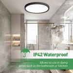 12 Inch LED Flush Mount Ceiling Light 6PK, 24W, 2520LM, 3000K/4000K/6000K CCT Selectable, Round Flat Panel Light Low Profile Ceiling Light Fitures for Hallway, Kitchen, Bedroom, Laundry Room, Black