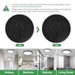 12 Inch LED Flush Mount Ceiling Light 6PK, 24W, 2520LM, 3000K/4000K/6000K CCT Selectable, Round Flat Panel Light Low Profile Ceiling Light Fitures for Hallway, Kitchen, Bedroom, Laundry Room, Black