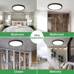12 Inch LED Flush Mount Ceiling Light 6PK, 24W, 2520LM, 3000K/4000K/6000K CCT Selectable, Round Flat Panel Light Low Profile Ceiling Light Fitures for Hallway, Kitchen, Bedroom, Laundry Room, Black