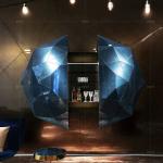 Wine cabinet design sense light luxury high-end luxury glass display cabinet wall-mounted diamond decorative locker