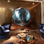 Wine cabinet design sense light luxury high-end luxury glass display cabinet wall-mounted diamond decorative locker