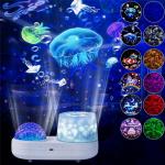 Ocean Wave Kids Projector Night Light Projector 360°Rotating Jellyfish Lamp Baby Toddler Bedroom Ceiling Birthday Christmas Gift