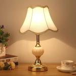 E27 Glass Desk Lamp Retro Bedroom Bedside Lamps Fabric Table Light Iron Art Desk Lamp LED Indoor Table Light Room Decor Lighting