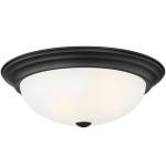 DESIGNERS FOUNTAIN Reedley 2-Lights Flush Mount Ceiling Light, 11 Inch Lighting Fixture for Kitchen, Bedroom, Bathroom, and Hallway, Matte Black with Etched Glass, 1257S-MB-W