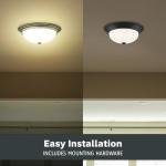 DESIGNERS FOUNTAIN Reedley 2-Lights Flush Mount Ceiling Light, 11 Inch Lighting Fixture for Kitchen, Bedroom, Bathroom, and Hallway, Matte Black with Etched Glass, 1257S-MB-W