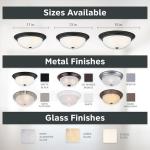 DESIGNERS FOUNTAIN Reedley 2-Lights Flush Mount Ceiling Light, 11 Inch Lighting Fixture for Kitchen, Bedroom, Bathroom, and Hallway, Matte Black with Etched Glass, 1257S-MB-W