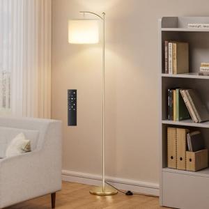 Ambimall 60" Floor Lamps with Remote Control & Bulb, Colors Temperature & Brightness Adjustable, White Shade & Gold Pole