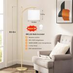 Ambimall 60" Floor Lamps with Remote Control & Bulb, Colors Temperature & Brightness Adjustable, White Shade & Gold Pole