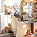 Ambimall 60" Floor Lamps with Remote Control & Bulb, Colors Temperature & Brightness Adjustable, White Shade & Gold Pole