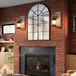 TIGKHAE Rustic Wall Light Fixtures Vintage Wall Sconces Sets of 2 Farmhouse Antique Wooden Lamp with Clear Glass Indoor Lighting Black Bedside Sconces Lighting for Bar Cafe Barn Stairs