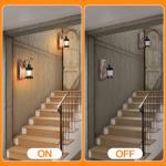 TIGKHAE Rustic Wall Light Fixtures Vintage Wall Sconces Sets of 2 Farmhouse Antique Wooden Lamp with Clear Glass Indoor Lighting Black Bedside Sconces Lighting for Bar Cafe Barn Stairs