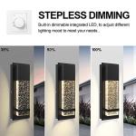 PARTPHONER Modern Wall Sconce, LED Wall Light with Crystal Bubble Glass Modern Porch Light Outdoor Indoor Wall Fixture 12W Lumen 3000K for Doorway Garden Hallway Patio Living Room, 2 Pack