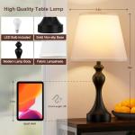 Seealle Touch Lamps for Nightstand - Bedside Lamps Set of 2, 3 Way Dimmable, USB C+A for Bedroom & End Tables (White&Black)