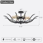 Semi Flush Mount Ceiling Light, 6-Light Modern Close to Ceiling Light Fixtures, 31.5" Kitchen Ceiling Lights Black Light Fixture for Dining Room Living Room Bedroom Bathroom Entryway Hallway Farmhouse