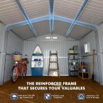 Metal Shed 10x12x7 FT, Sheds Outdoor Storage with Reinforcement, Natural Lighting Tool Sheds with Translucent Roof Panels, Windo