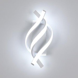DAXGD Modern LED Wall Sconce 21W Indoor Wall Sconces Light Cool White 6500K Spiral Design Wall Mounted LED Lamp for Bedroom Stairwells Living Room Hallway Office (White, 6500K)