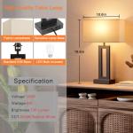 Seealle Bedroom Lamps for Night Stands - Touch Control, 3 Way Dimmable, USB C+A Charging, LED Bulbs, Easy Assembly