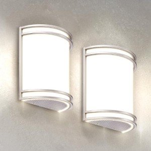 ASD LED Indoor Wall Mount Light Fixture - 10 Inch Modern Interior Brushed Nickel Wall Sconce Lighting - 3000K 4000K 5000K Adjustable - Half Cylinder Hallway Light Fixture - ETL & Energy Star 2 Pack