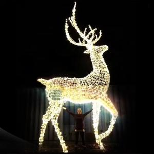Illumination 3D Metal Landscape IP65 Christmas Decoration Large Outdoor Giant Light Emitting Diode Reindeer Pattern Light
