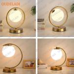 OUDELADI Brass Ring Glass Ball Table Lamp Modern Led Living Room Bedroom Hotel Home Decor Desk Lamp Eye Protection lamp