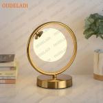 OUDELADI Brass Ring Glass Ball Table Lamp Modern Led Living Room Bedroom Hotel Home Decor Desk Lamp Eye Protection lamp