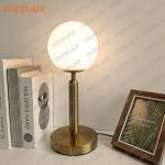 OUDELADI Brass Ring Glass Ball Table Lamp Modern Led Living Room Bedroom Hotel Home Decor Desk Lamp Eye Protection lamp