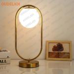 OUDELADI Brass Ring Glass Ball Table Lamp Modern Led Living Room Bedroom Hotel Home Decor Desk Lamp Eye Protection lamp