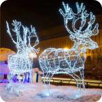 Illumination 3D Metal Landscape IP65 Christmas Decoration Large Outdoor Giant Light Emitting Diode Reindeer Pattern Light