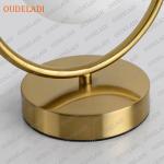 OUDELADI Brass Ring Glass Ball Table Lamp Modern Led Living Room Bedroom Hotel Home Decor Desk Lamp Eye Protection lamp