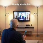 SIBRILLE Upgraded 2-in-1 Torchiere Floor Lamp, Dimmable Standing Lamp with Remote&Touch Control, 34W Brightness Adjustable Floor Reading Light, Black Modern Corner Lamp for Living Room Bedroom Office