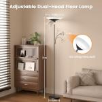 SIBRILLE Upgraded 2-in-1 Torchiere Floor Lamp, Dimmable Standing Lamp with Remote&Touch Control, 34W Brightness Adjustable Floor Reading Light, Black Modern Corner Lamp for Living Room Bedroom Office