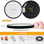 Hlite 6pack 12 inch Flush Mount LED Ceiling Light Fixtures, 24W 2400LM Super Slim, 3CCT Selectable (3000K/4000K/5000K), for Kitchen, Bedroom (Black)