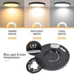 Hlite 6pack 12 inch Flush Mount LED Ceiling Light Fixtures, 24W 2400LM Super Slim, 3CCT Selectable (3000K/4000K/5000K), for Kitchen, Bedroom (Black)