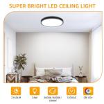 Hlite 6pack 12 inch Flush Mount LED Ceiling Light Fixtures, 24W 2400LM Super Slim, 3CCT Selectable (3000K/4000K/5000K), for Kitchen, Bedroom (Black)