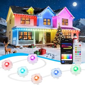 LANDRHYTHM Permanent Outdoor Lights, 100ft Smart Eave Light with 72 LED Lights, IP67 Waterproof, App Control, Outdoor Christmas Lights, DIY RGB+IC Light for House Christmas Decorations, White