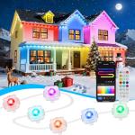 LANDRHYTHM Permanent Outdoor Lights, 100ft Smart Eave Light with 72 LED Lights, IP67 Waterproof, App Control, Outdoor Christmas Lights, DIY RGB+IC Light for House Christmas Decorations, White