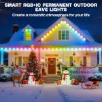 LANDRHYTHM Permanent Outdoor Lights, 100ft Smart Eave Light with 72 LED Lights, IP67 Waterproof, App Control, Outdoor Christmas Lights, DIY RGB+IC Light for House Christmas Decorations, White