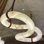 Spain Natural Marble Chandelier Light lustre Alabaster Shaped Brass Ceiling Leather Height adjustable for living room