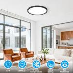 Fairdeer 2 Pack LED Flush Mount Ceiling Light,12Inch 24W,3000K/3500K/4000K/5000K/6500K 5 Color Temperatures Ceiling Light Fixture for Kitchen Porch Hallway Bedroom Bathroom and Closet,Black