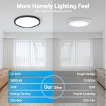 Fairdeer 2 Pack LED Flush Mount Ceiling Light,12Inch 24W,3000K/3500K/4000K/5000K/6500K 5 Color Temperatures Ceiling Light Fixture for Kitchen Porch Hallway Bedroom Bathroom and Closet,Black