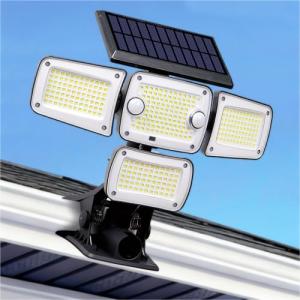 Thumok Clip on Solar Lights Outdoor,1-Seconds Install,4 Heads Motion Sensor Outdoor Lights with Remote Control, 270° Wide Angle Outdoor Flood Security Light for Backyard Yard Fence Patio Garage（1）