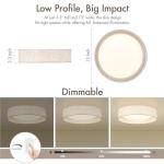 HILUXIA Modern Linen LED 13 Inch Ceiling Light Fixture with 24W 5CCT, Flush Mount Low Profile Room Lamp, Dimmable Minimalist Lighting for Bedroom, Kitchen, Hallway, Closet, Entryway