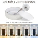 HILUXIA Modern Linen LED 13 Inch Ceiling Light Fixture with 24W 5CCT, Flush Mount Low Profile Room Lamp, Dimmable Minimalist Lighting for Bedroom, Kitchen, Hallway, Closet, Entryway