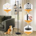 GHOOCEMLUX 68" Dimmable Floor Lamp, Farmhouse Standing Lamp with Elegant Metal Cage, Industrial Tall Tree Floor Lamps for Living Room, Bedroom, Study Room, Office (2000LM LED Bulbs Included) - Black