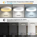 Annaror RGB Flush Mount Ceiling Light with Remote Control, 2400LM Dimmable Ceiling Light Fixture, 3000K-6500K Modern Low Profile Ceiling Lights for Bedroom Kids Room, 11in White