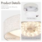 HILUXIA Modern Linen LED 13 Inch Ceiling Light Fixture with 24W 5CCT, Flush Mount Low Profile Room Lamp, Dimmable Minimalist Lighting for Bedroom, Kitchen, Hallway, Closet, Entryway